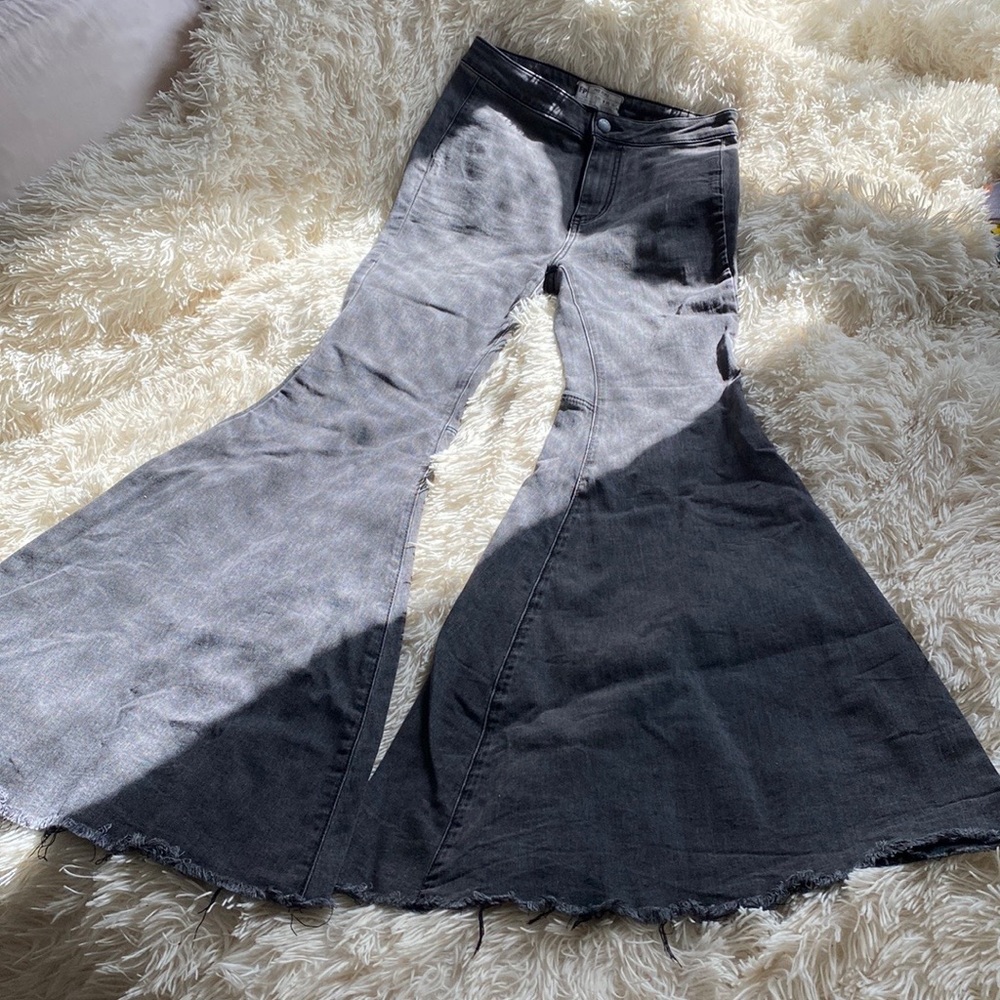 Free people black denim bell bottom jeans